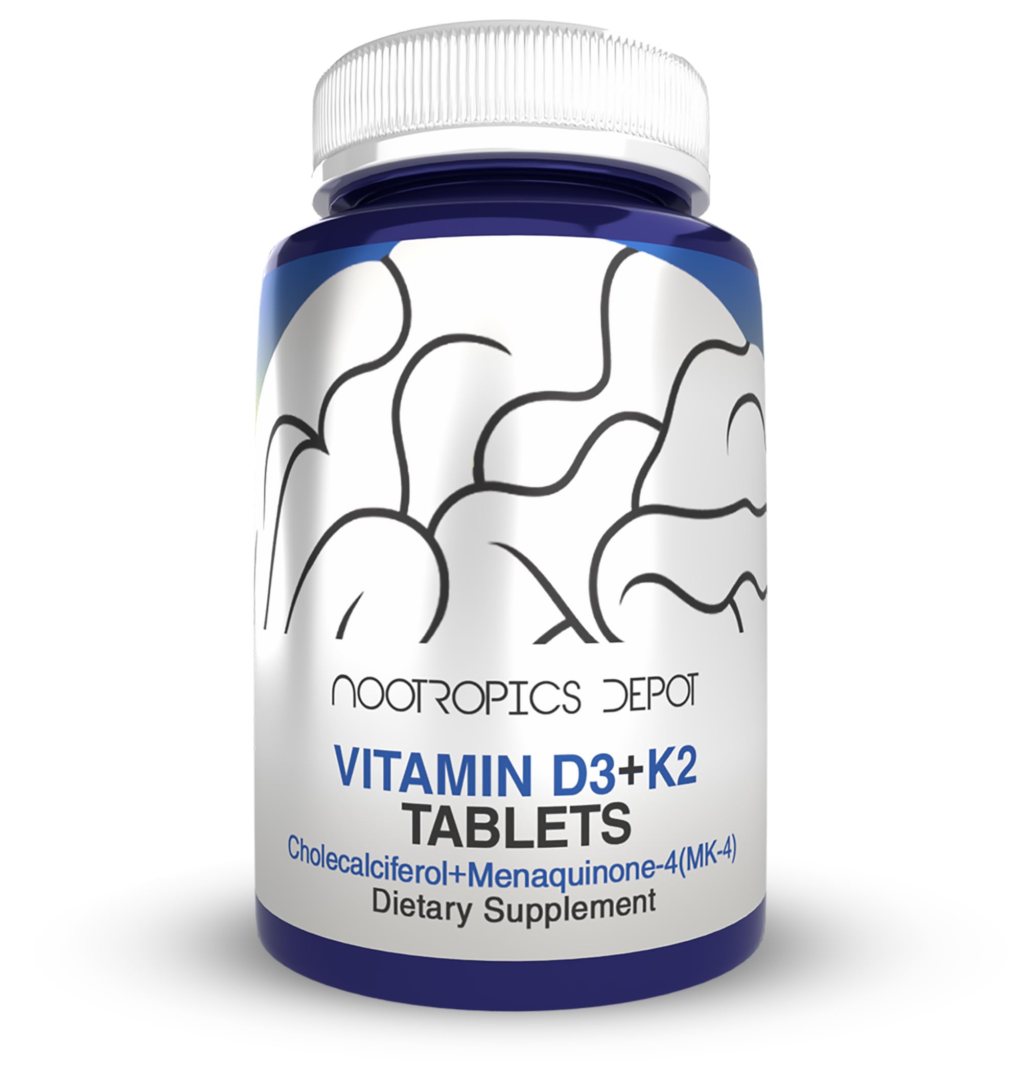 Nootropics Depot Vitamin D3 K2 bottle front view supports daily calcium absorption
