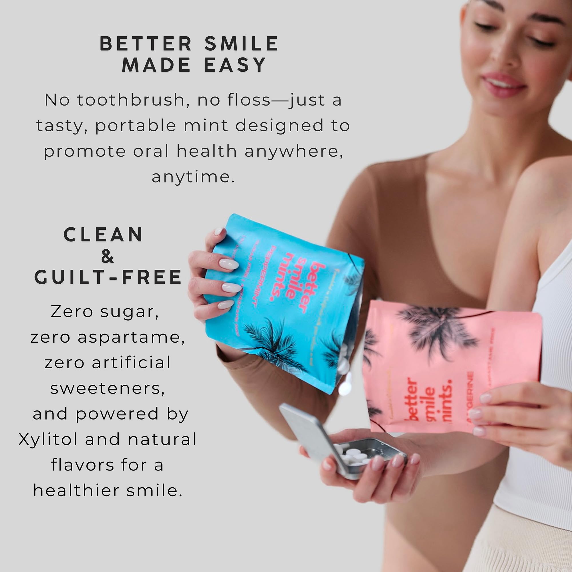NOOZ Better Smile Mints ingredients label communicates choices for informed use.