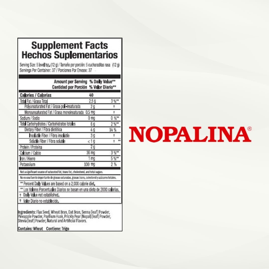 Nopalina Fiber Formula Pineapple packaging and routine use