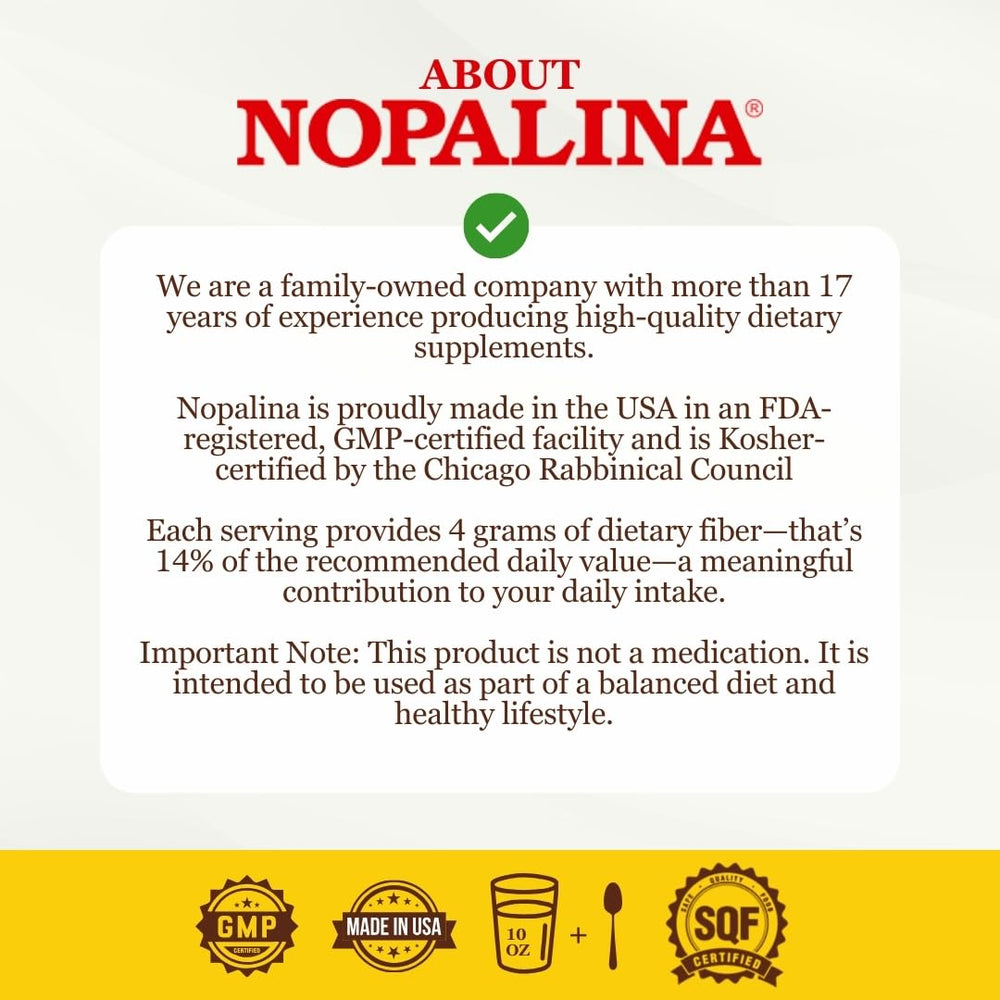 Nopalina USA facility badge signals quality production standards.