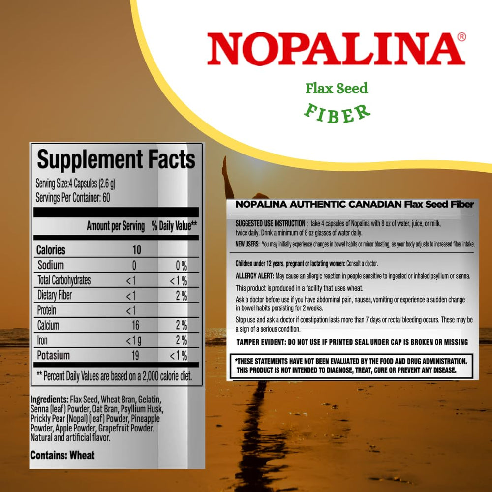 Nopalina Flax Seed Plus Capsules texture closeup showing smooth capsule surface.
