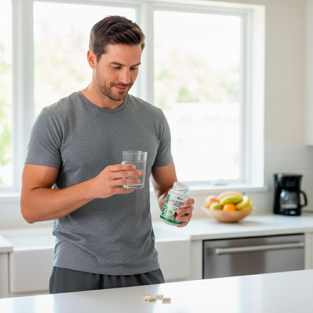 Nopalina NOPA Leaf capsules on kitchen counter highlight USA-made, GMP-certified quality.