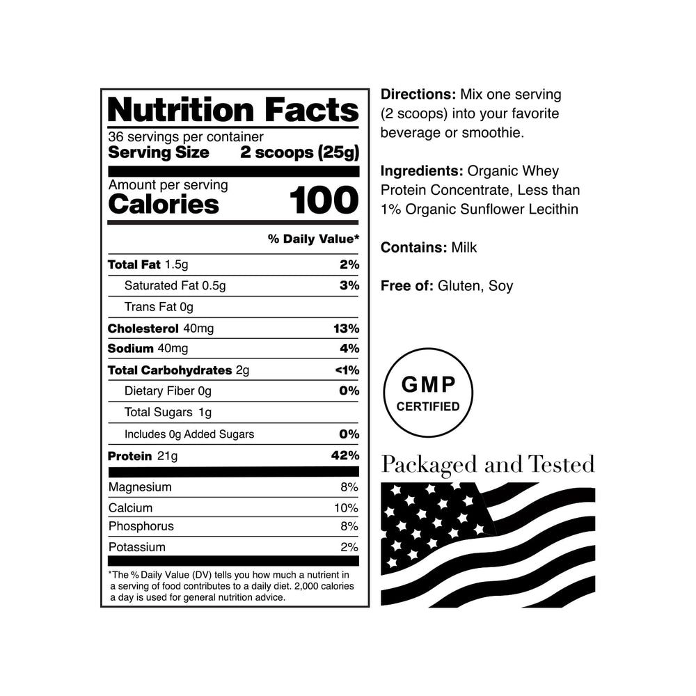 NorCal Organic Whey Protein cold-processed label signals purity and certifications