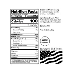 NorCal Organic Whey Protein cold-processed label signals purity and certifications