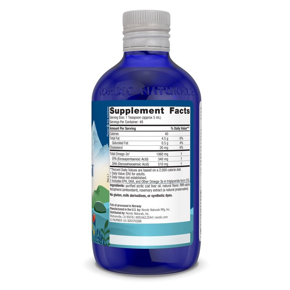 Nordic Naturals Arctic Cod Liver Oil strawberry liquid close-up supports daily omega-3 intake