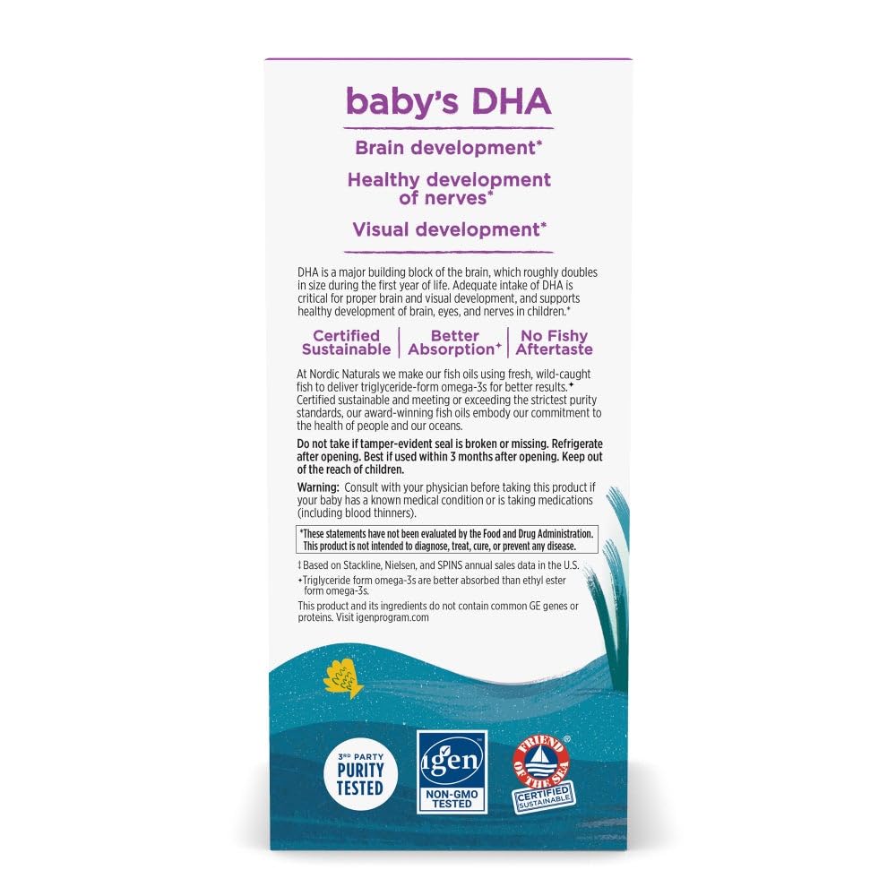 Nordic Naturals Baby's DHA label close-up showing wild Arctic cod source.