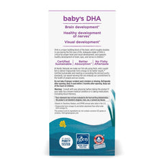 Nordic Naturals Baby's DHA label close-up showing wild Arctic cod source.