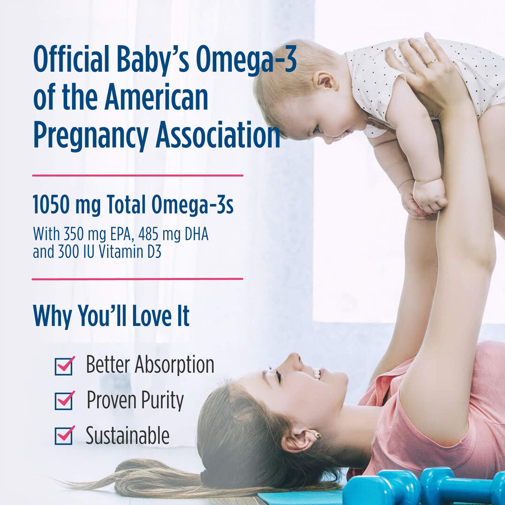 Nordic Naturals Baby's DHA sustainability badge on packaging highlighting ethical sourcing.