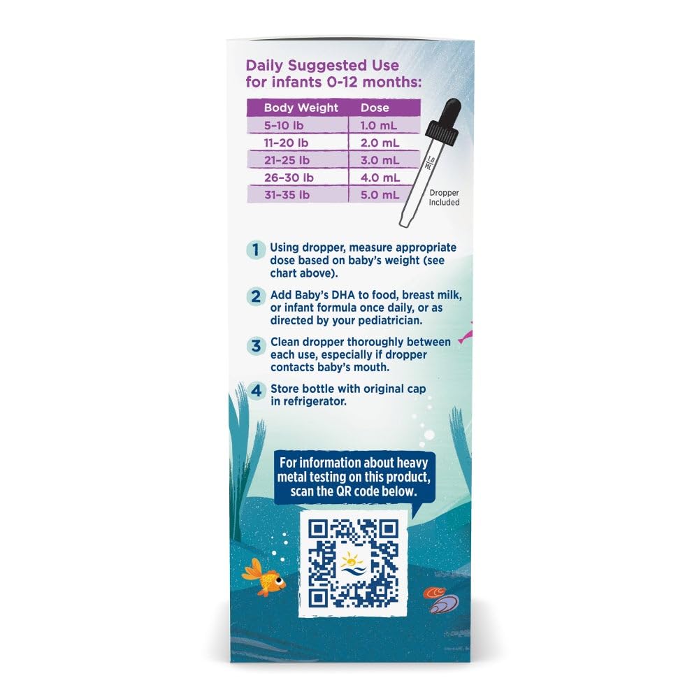 Nordic Naturals Baby's DHA unflavored oil onto a spoon for gentle administration.