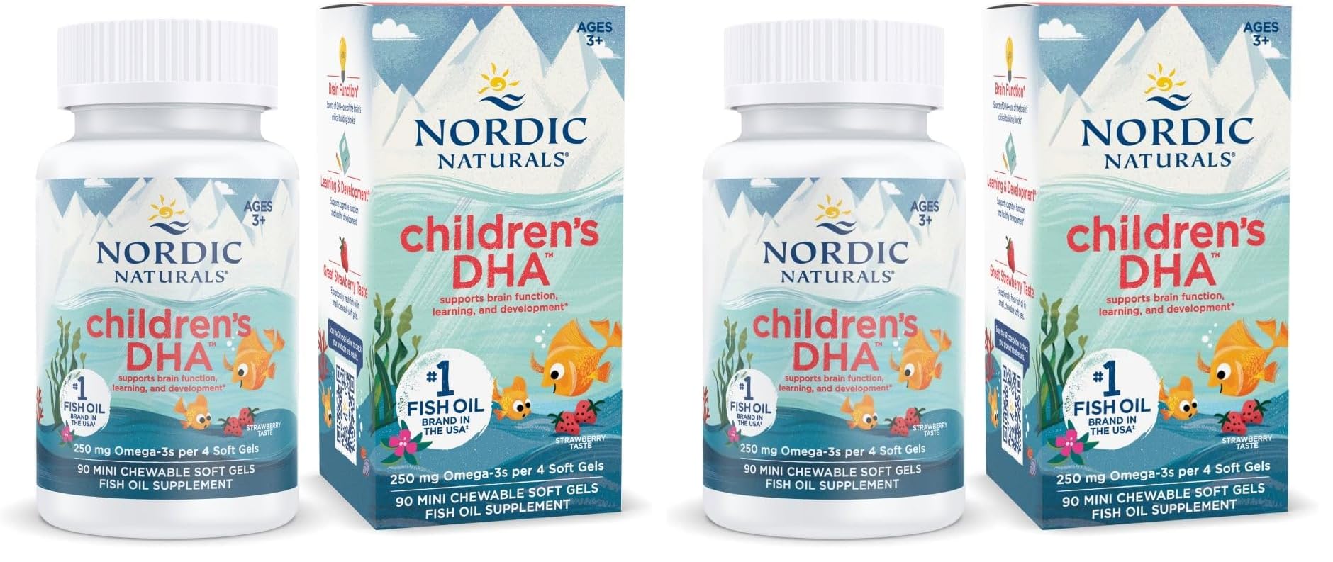Nordic Naturals Children's DHA strawberry bottle—trusted omega-3 source for supporting growing brains.