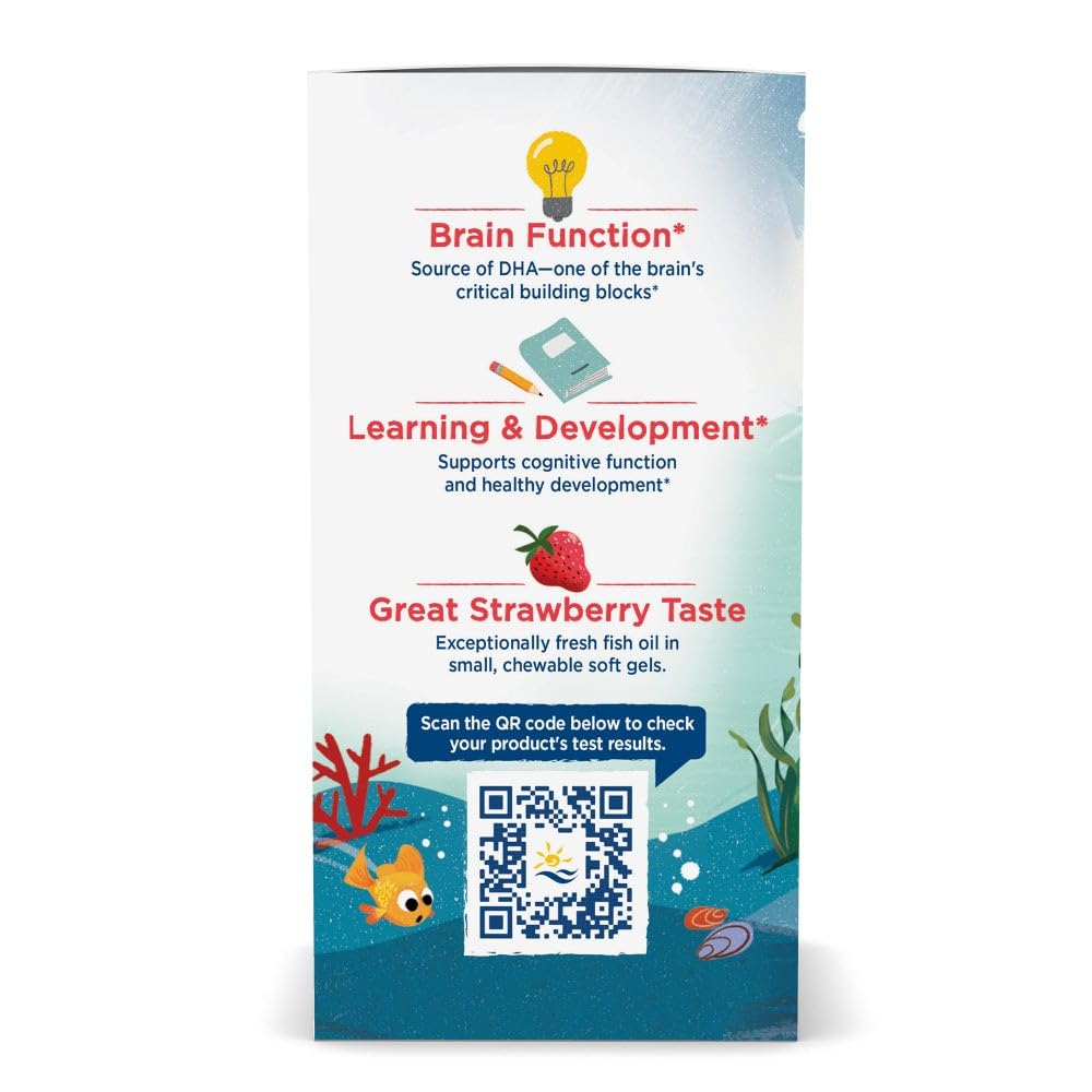 Nordic Naturals Children's DHA strawberry-flavored gummies—appealing taste for kids.