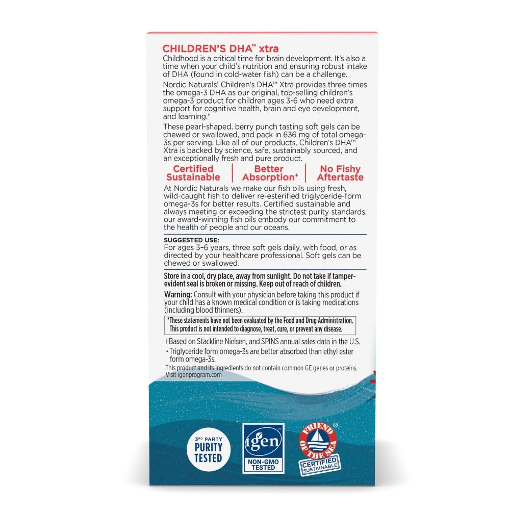 Nordic Naturals Children's DHA Xtra Berry Punch chews close-up, tasty daily supplement for kids.