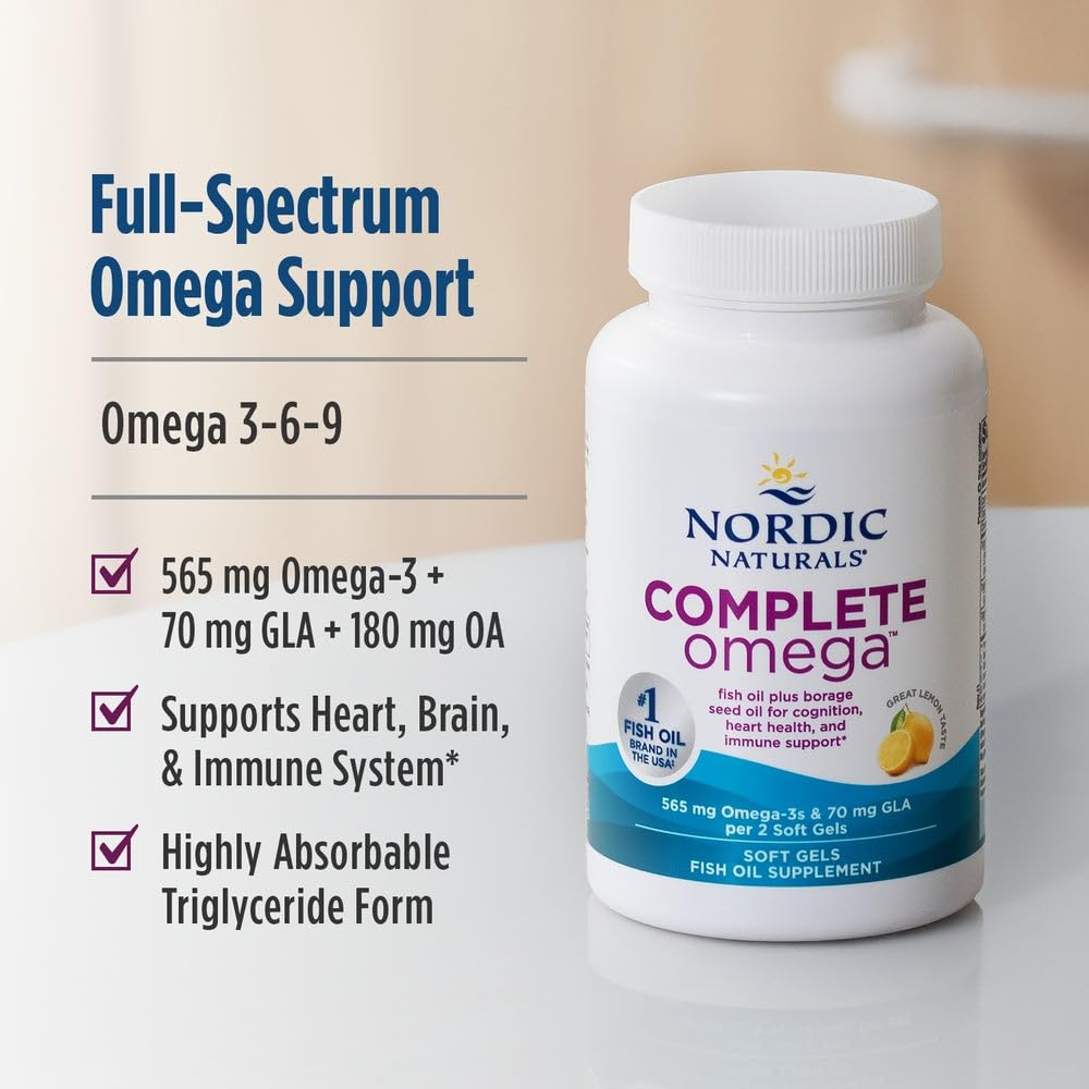 Nordic Naturals Complete Omega lemon ingredients close-up highlighting omega-3 sources
