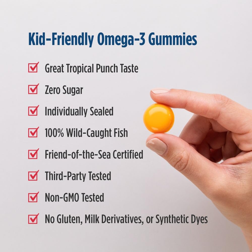Close-up of tropical punch flavor gummies from Nordic Naturals.