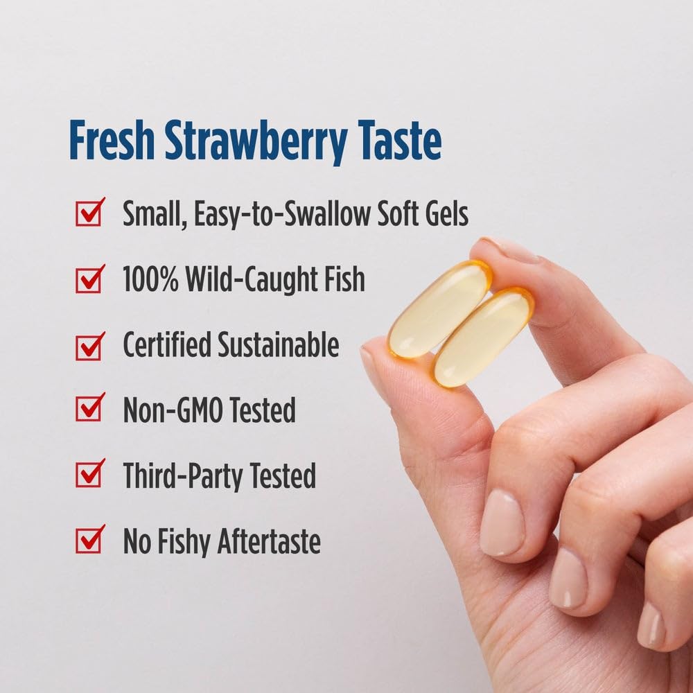 Nordic Naturals DHA Strawberry bottle on counter with clean packaging