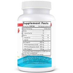 Nordic Naturals DHA Strawberry label detail highlights non-GMO and third-party testing