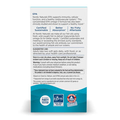 Nordic Naturals EPA Lemon soft gels close-up with lemon-tinted oil visible.