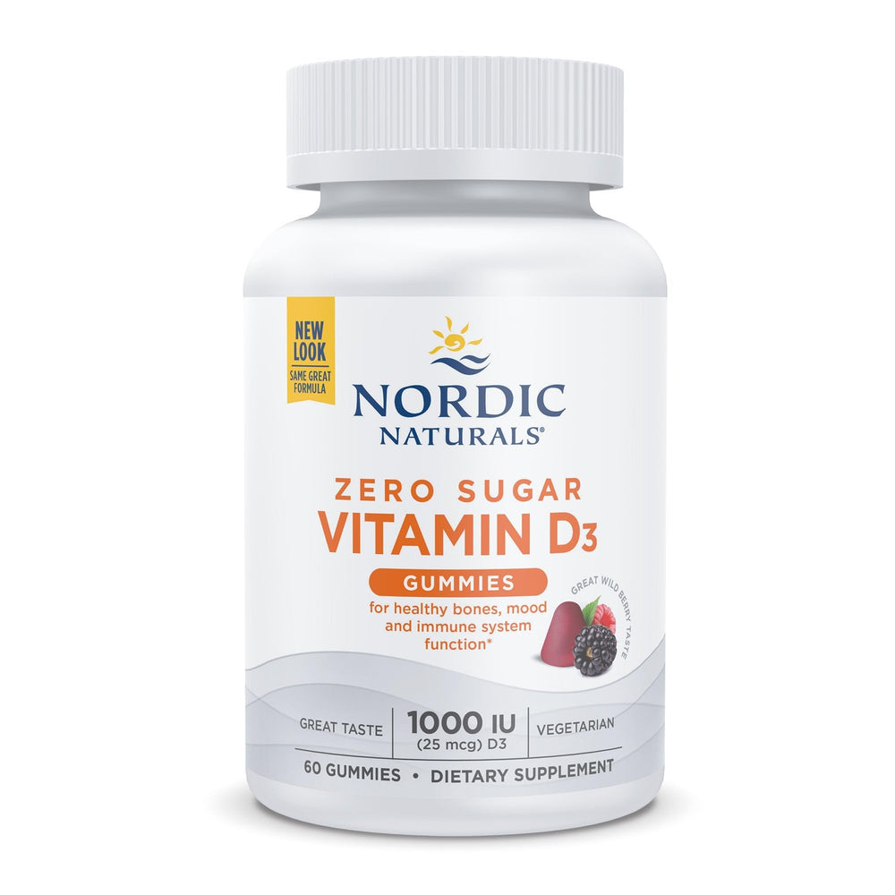 Gomitas Nordic Naturals D3 sin azúcar, sabor mora silvestre, apoyo potencial al sistema inmune