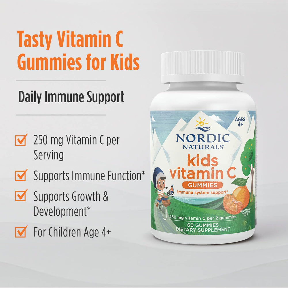 Nordic Naturals Kids Vitamin C Gummies free from dairy and gluten seal