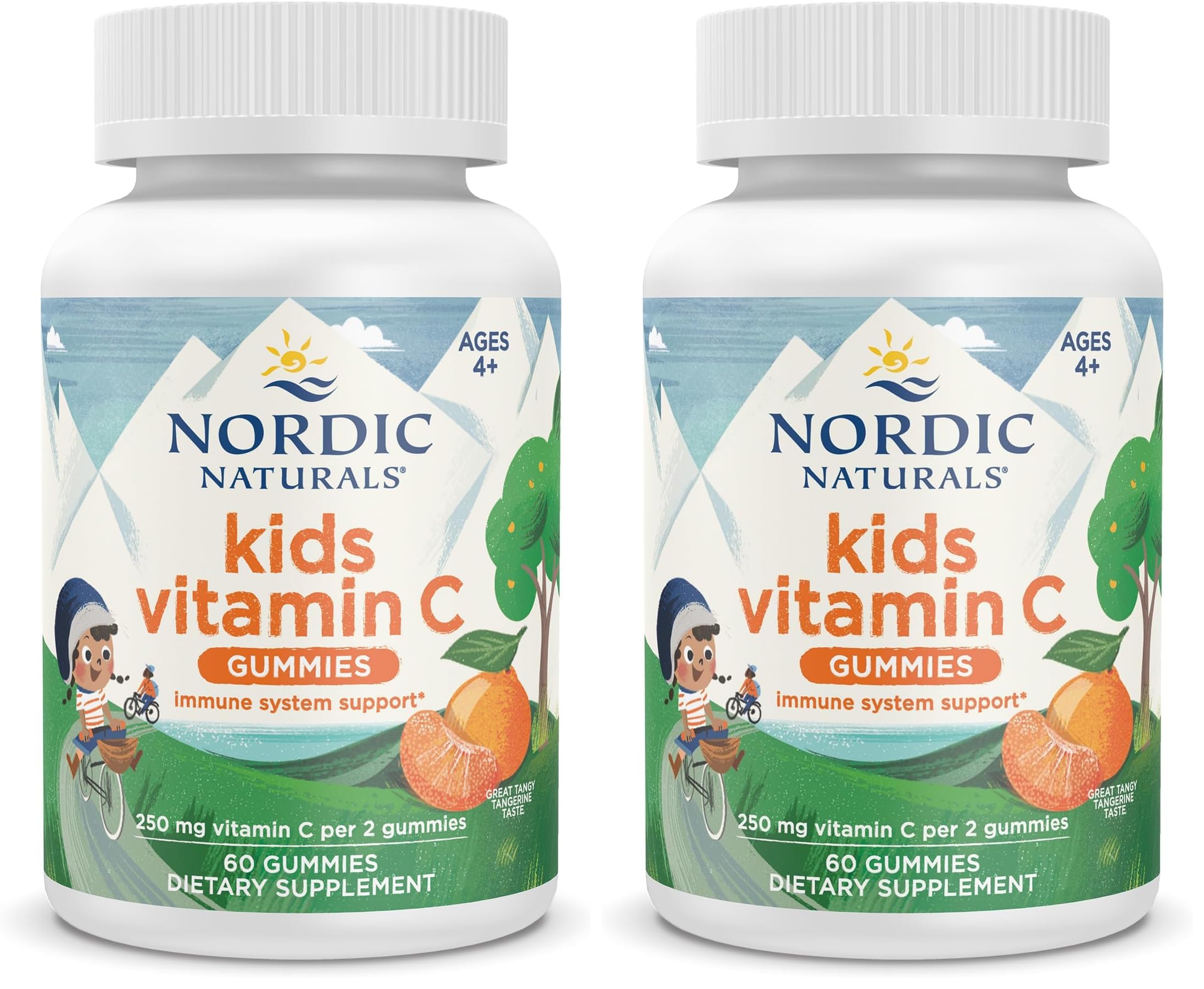Nordic Naturals Kids Vitamin C Gummies tangy Tangerine bottle shown for immune support