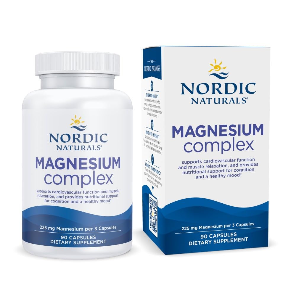 Nordic Naturals Magnesium Complex bottle with three absorbable forms for daily energy support