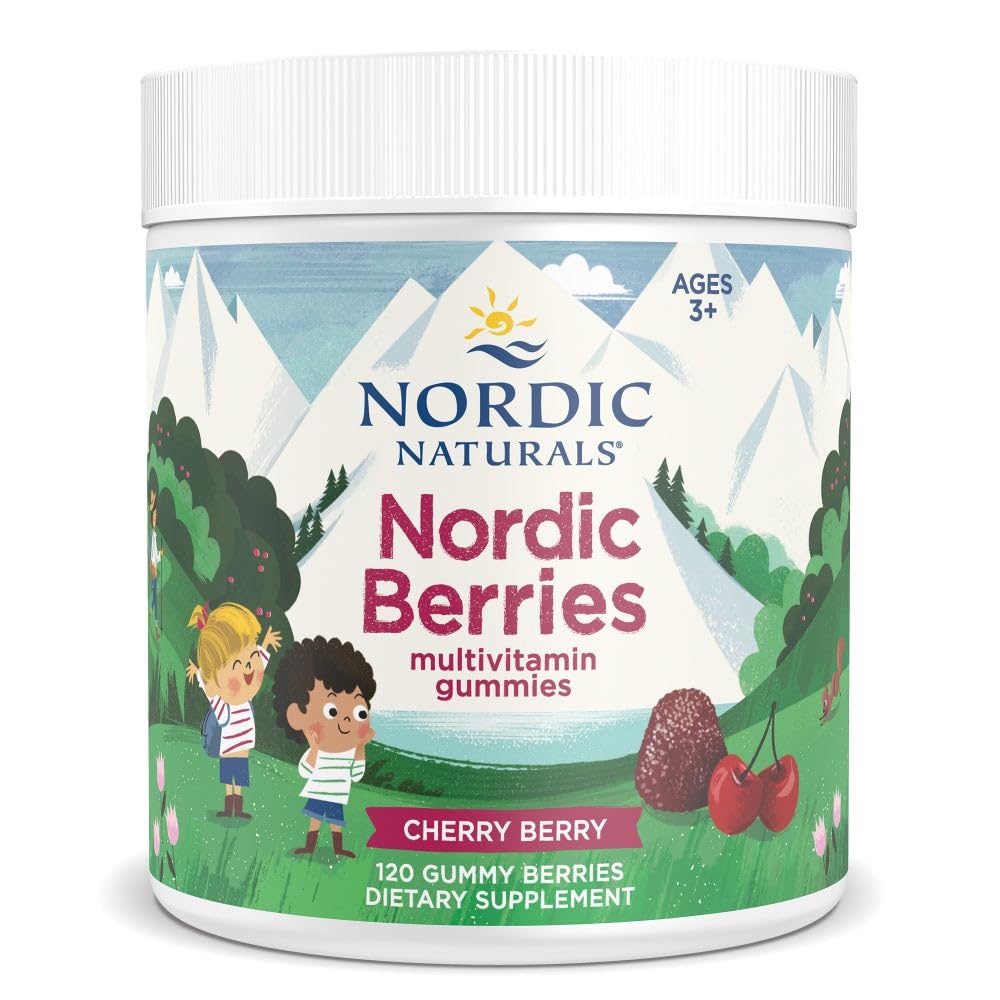 Nordic Naturals Nordic Berries cherry-berry gummies in a bottle for daily kid nutrition