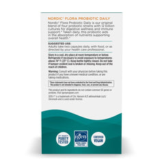 Label close-up of Nordic Flora Probiotic Daily highlighting ingredients