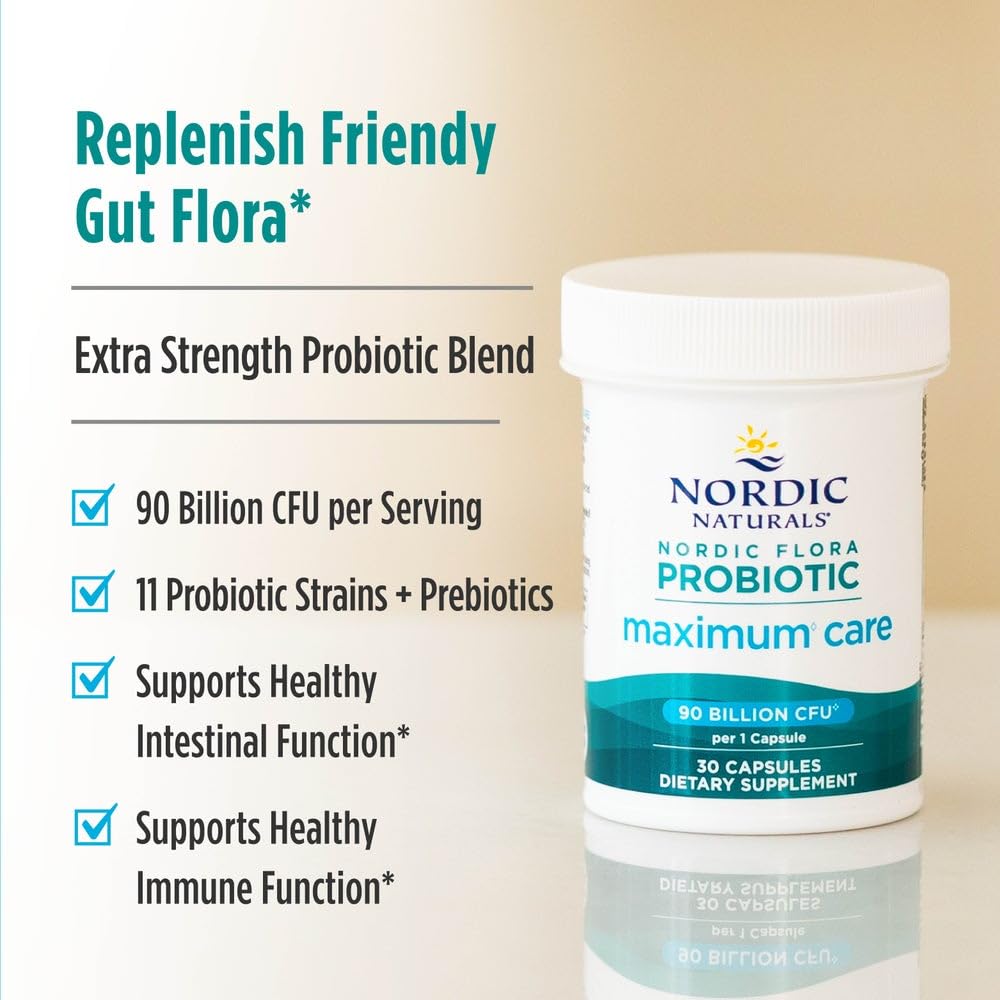 Nordic Naturals Nordic Flora Probiotic Maximum Care vegan formulation label for allergen-conscious users