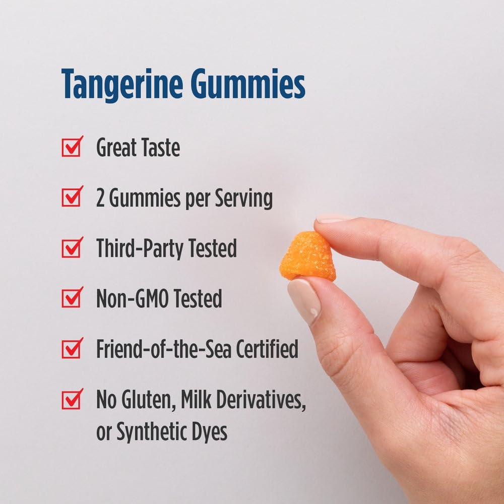Packaging of Nordic Naturals Nordic Omega-3 Gummies Tangerine emphasizes sustainability.
