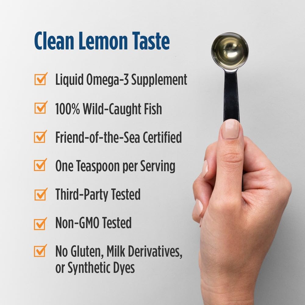 Nordic Naturals Omega-3D lemon bottle on a clean shelf communicates purity and ethics.