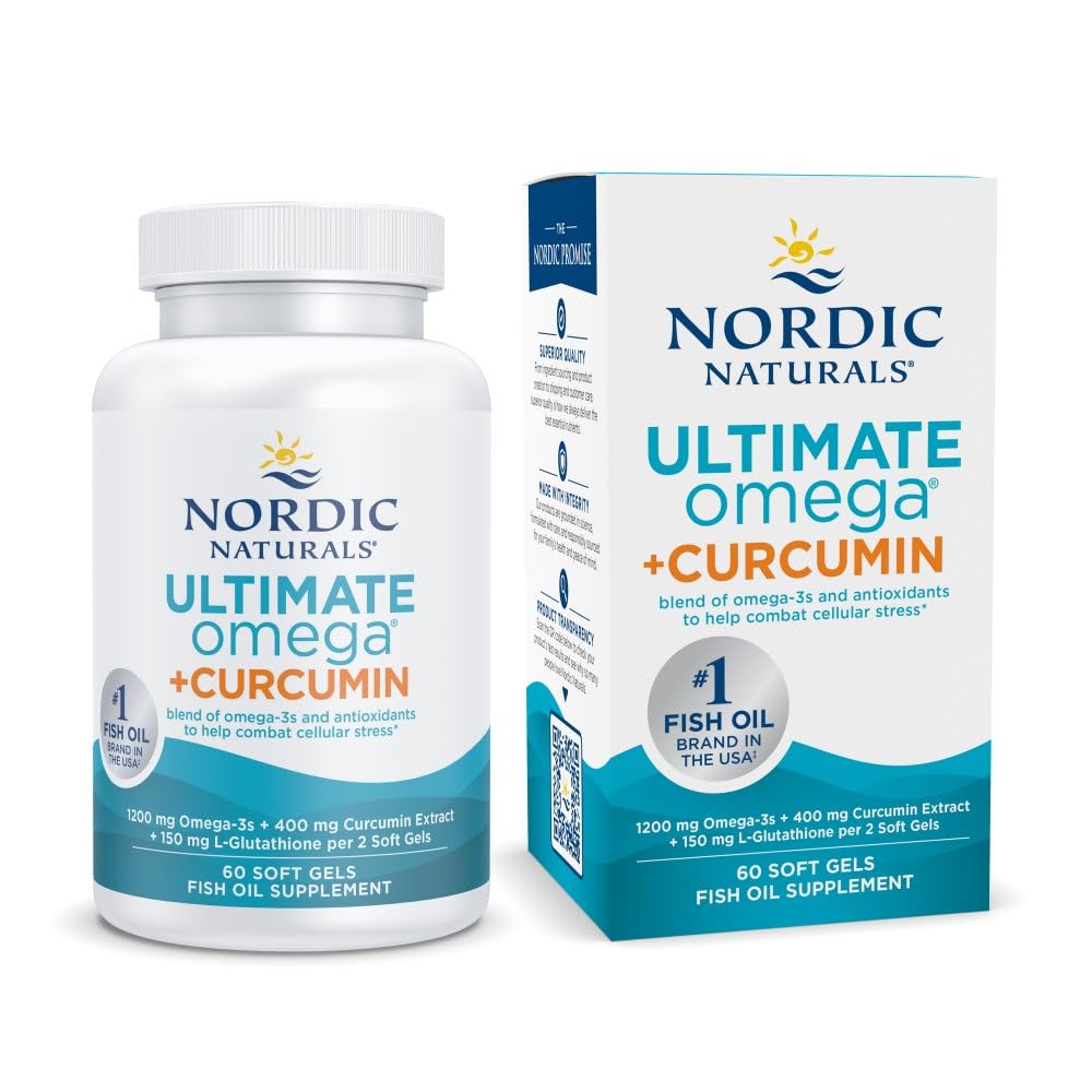 Nordic Naturals Omega Curcumin Lemon softgels on a clean surface for daily wellness support