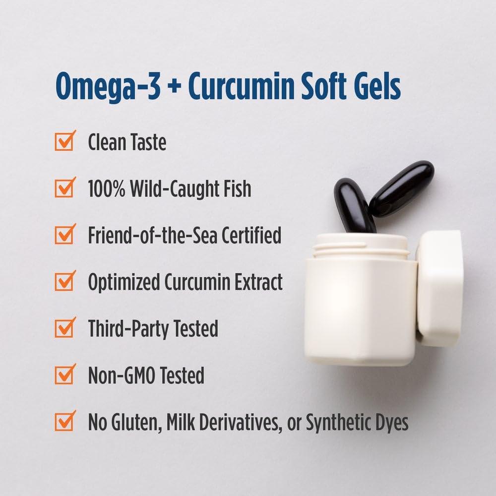 Nordic Naturals Omega Curcumin Lemon softgels being poured for easy daily dosing