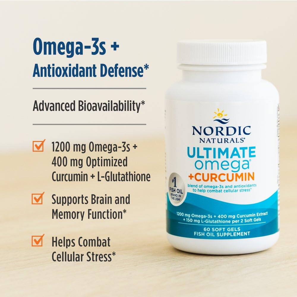 Nordic Naturals Omega Curcumin Lemon serving size guidance shows two-gel daily option