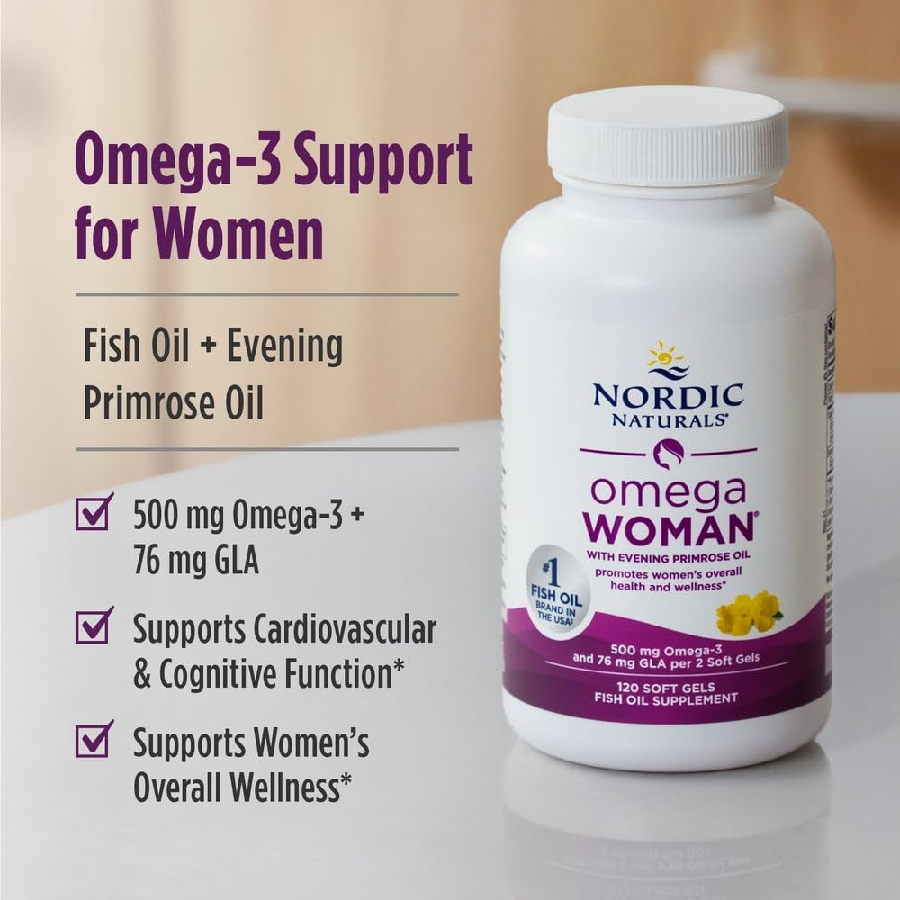 Nordic Naturals Omega Woman packaging design emphasizes clarity and ethical sourcing.