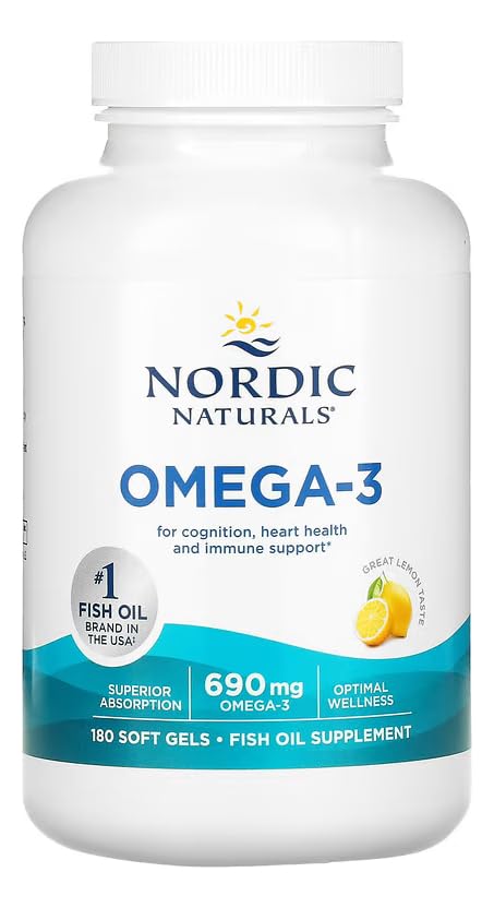 Nordic Naturals Omega-3 lemon flavor label showcasing natural taste.