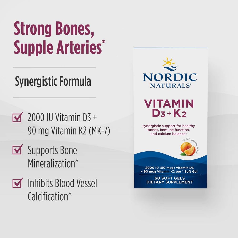 Close-up of orange-flavored coating on Nordic Naturals D3 K2 soft gels.