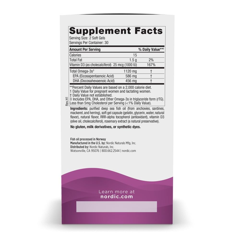 Close-up of lemon-flavored capsules from Nordic Naturals Postnatal Omega-3 for daily use.
