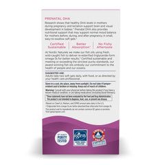 Nordic Naturals Prenatal DHA bottle front, unflavored formula for sensitive stomachs.