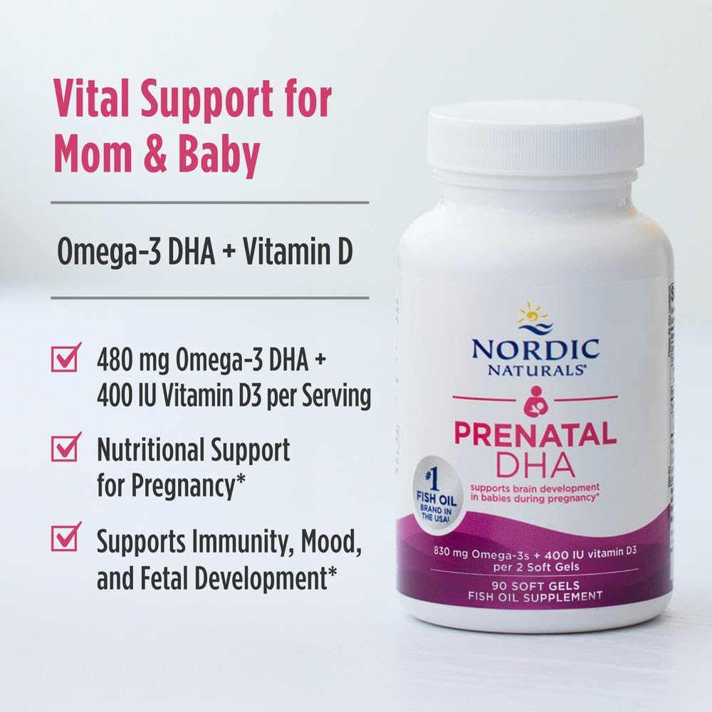 Nordic Naturals Prenatal DHA bottle, ethically sourced and sustainably produced.