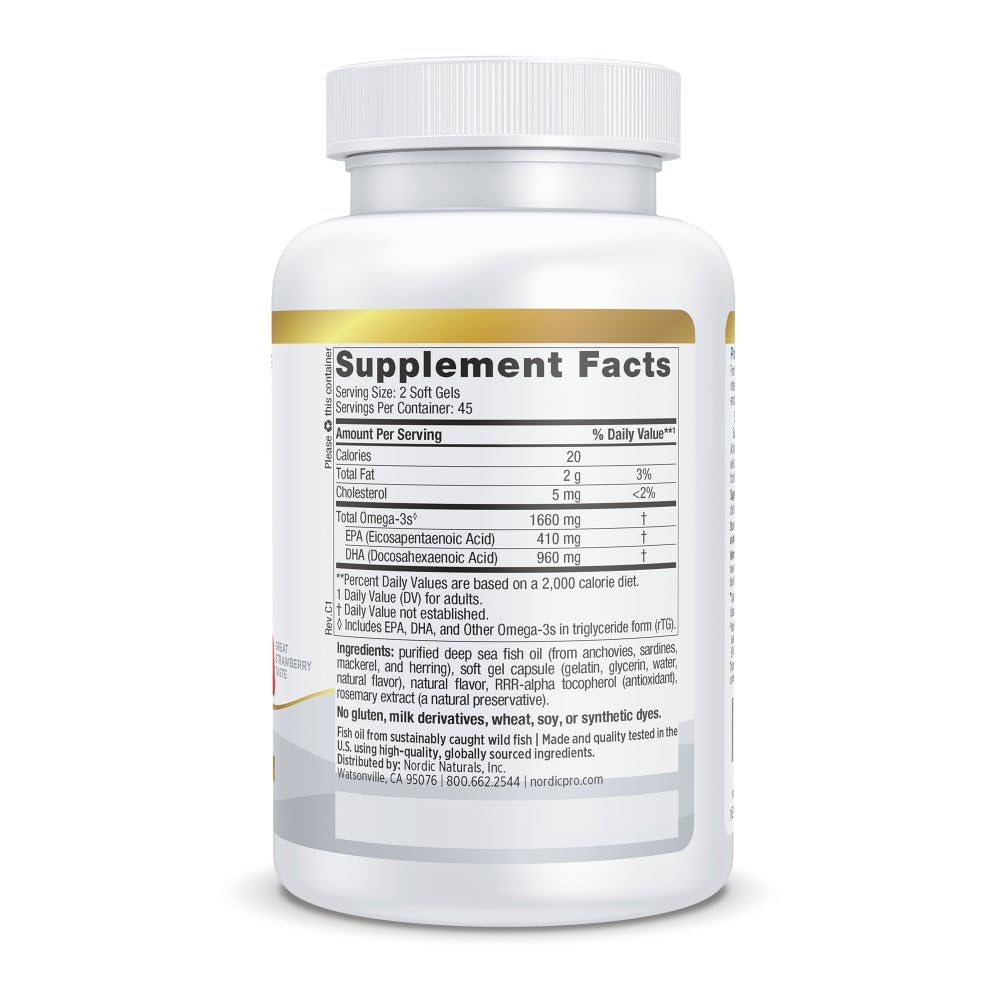 Nordic Naturals ProDHA Xtra strawberry softgels; convenient daily omega-3 source.