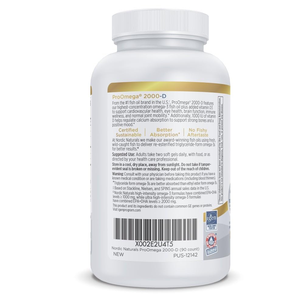 Close-up of Nordic Naturals ProOmega 2000-D lemon flavor bottle with lemony taste.