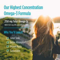 Two soft gels serving of ProOmega 2000 Lemon for daily omega-3 intake.