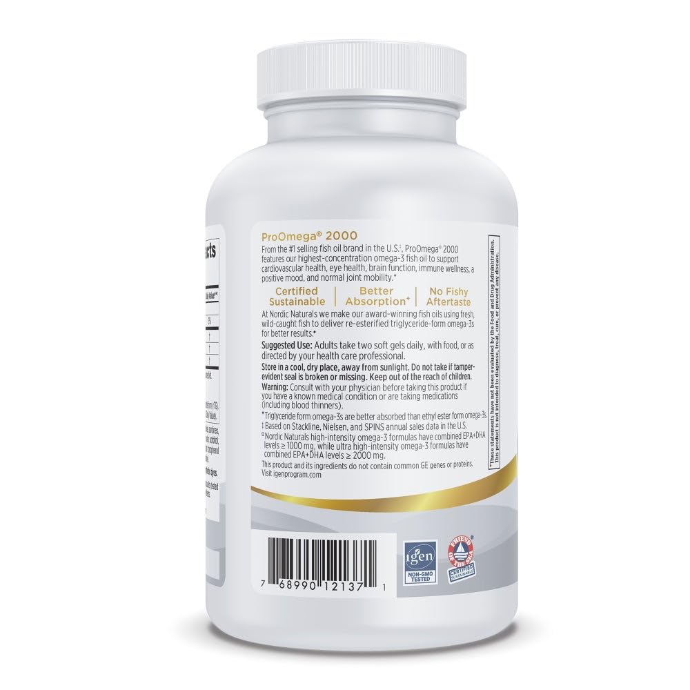 ProOmega 2000 Lemon label emphasizes purity and non-GMO ingredients.