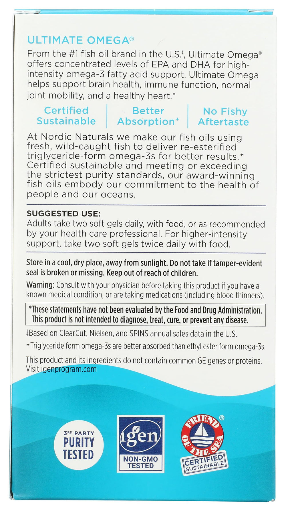 Nordic Naturals Ultimate Omega bottle label close-up with product name and info