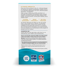 Nordic Naturals Ultimate Omega 2X label close-up shows high potency omega-3.