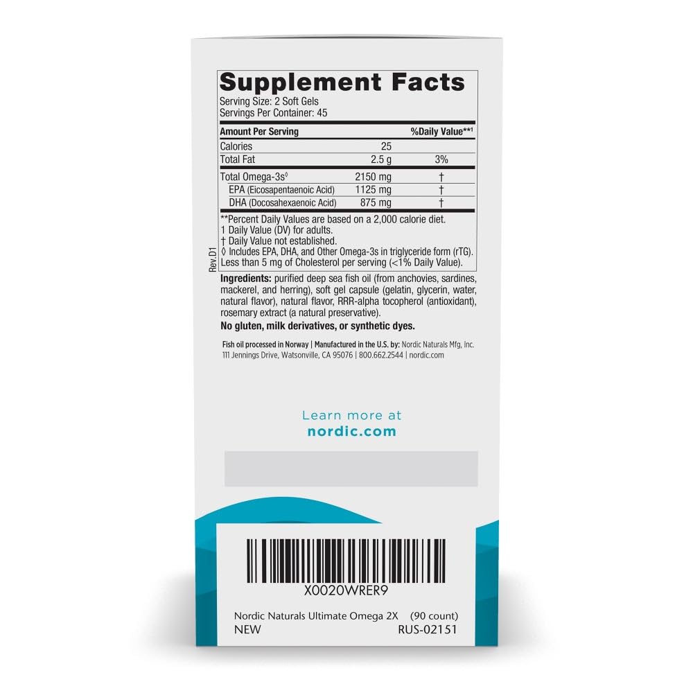 Nordic Naturals Ultimate Omega 2X soft gels close-up with lemon flavor for easy consumption