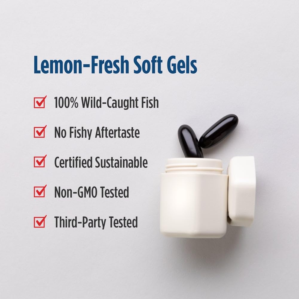 Nordic Naturals Ultimate Omega CoQ10 lemon dosage tray highlights serving options.
