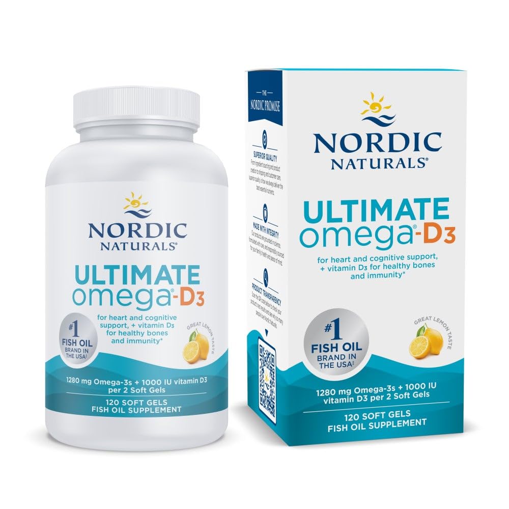 Nordic Naturals Ultimate Omega-D3 lemon bottle: convenient daily omega-3 and vitamin D support