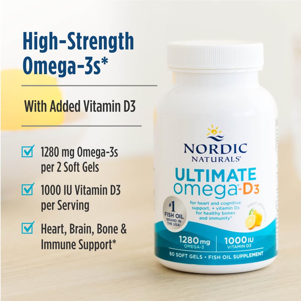 Nordic Naturals Ultimate Omega-D3 lemon ingredients: non-GMO, gluten- and dairy-free formulation