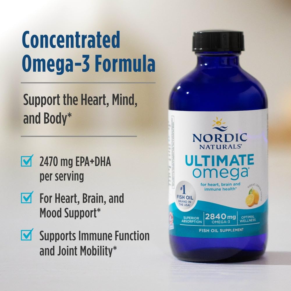 Nordic Naturals Ultimate Omega Liquid dropper ready for quick, tasty administration.